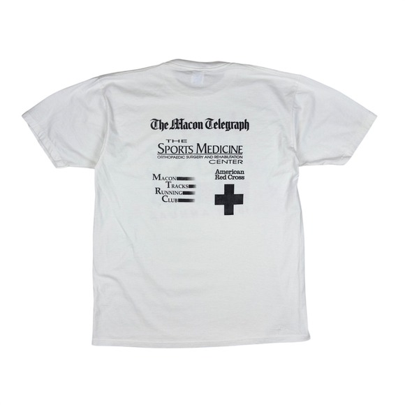 Vtg 1991 Jerzees Road Race Tee Men's M/L White Running‎ Labor Day Macon Tracks - Picture 2 of 9